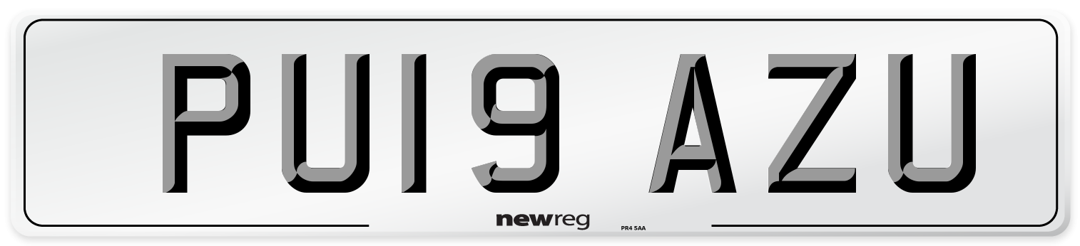PU19 AZU Number Plate from New Reg